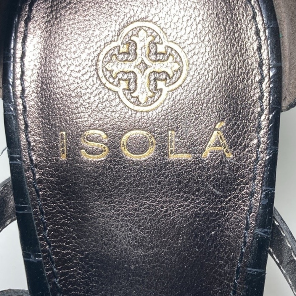 Isola black studded cage sandals heels, 6 1/2 - Picture 4 of 9